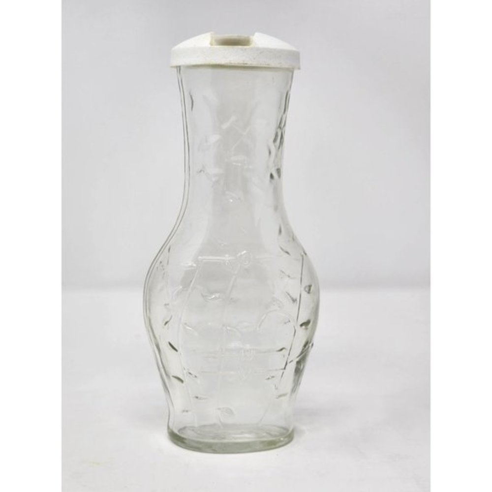 Vintage Good Seasons Salad Dressing Embossed Glass‎ Cruet Shaker Bottle With Lid